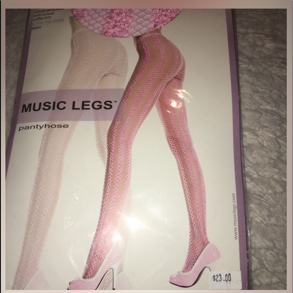 Music legs pantyhose pink fishnet